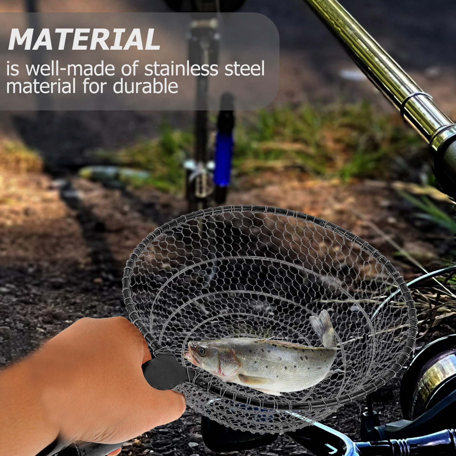 Fishing Kayak Rod Holder - Heavy Duty Stainless Steel Fishing Net