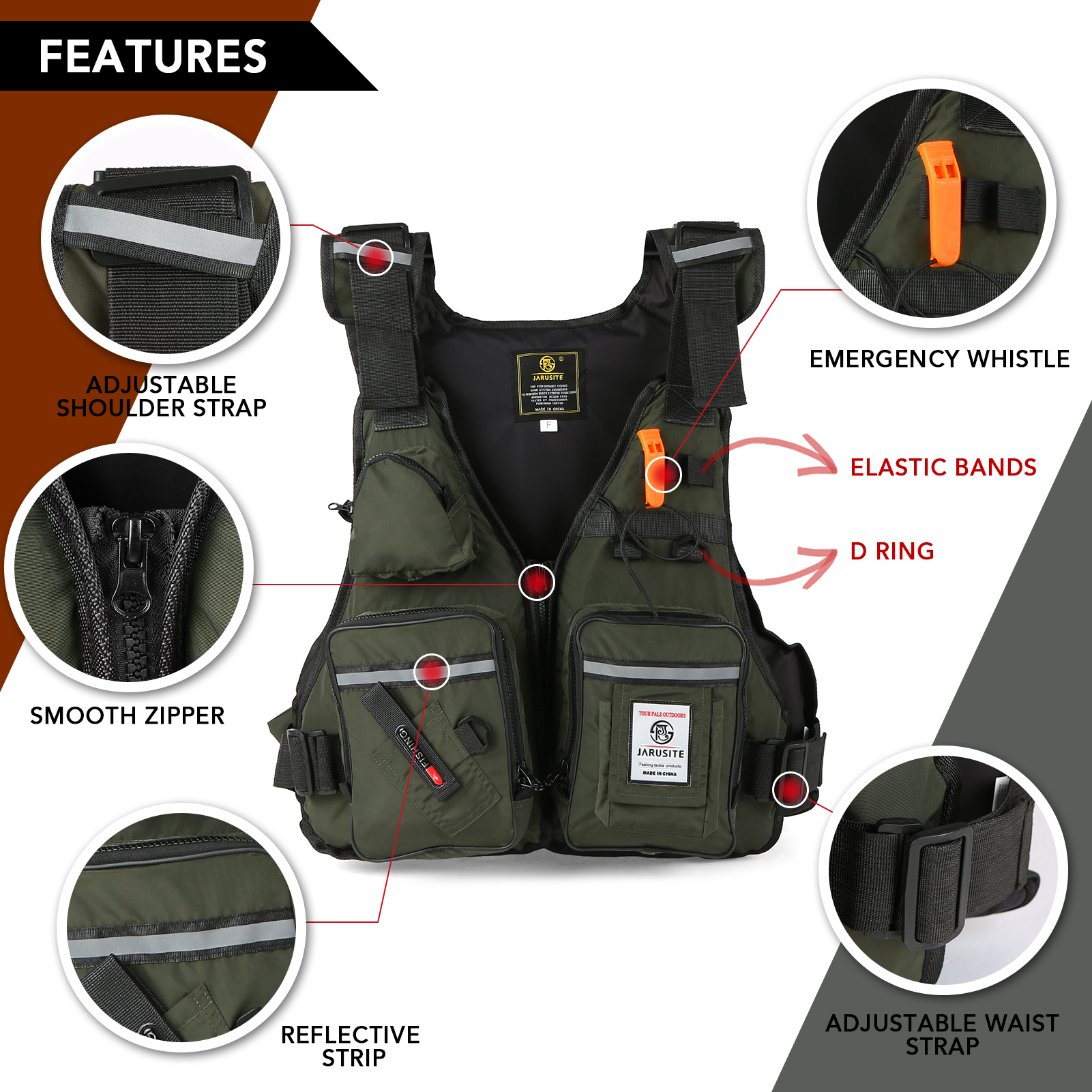 Multi-Pockets Fly Fishing Jack - Fishing Kayak Sit On Top ulasan dan harga